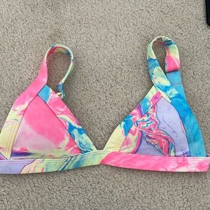 One one tie die rainbow bathing suit top